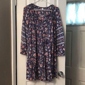 Blue Floral Print Dress